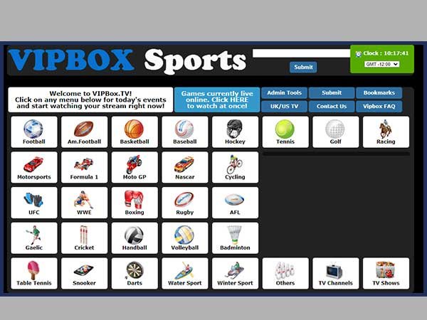 homepage of the website vipbox